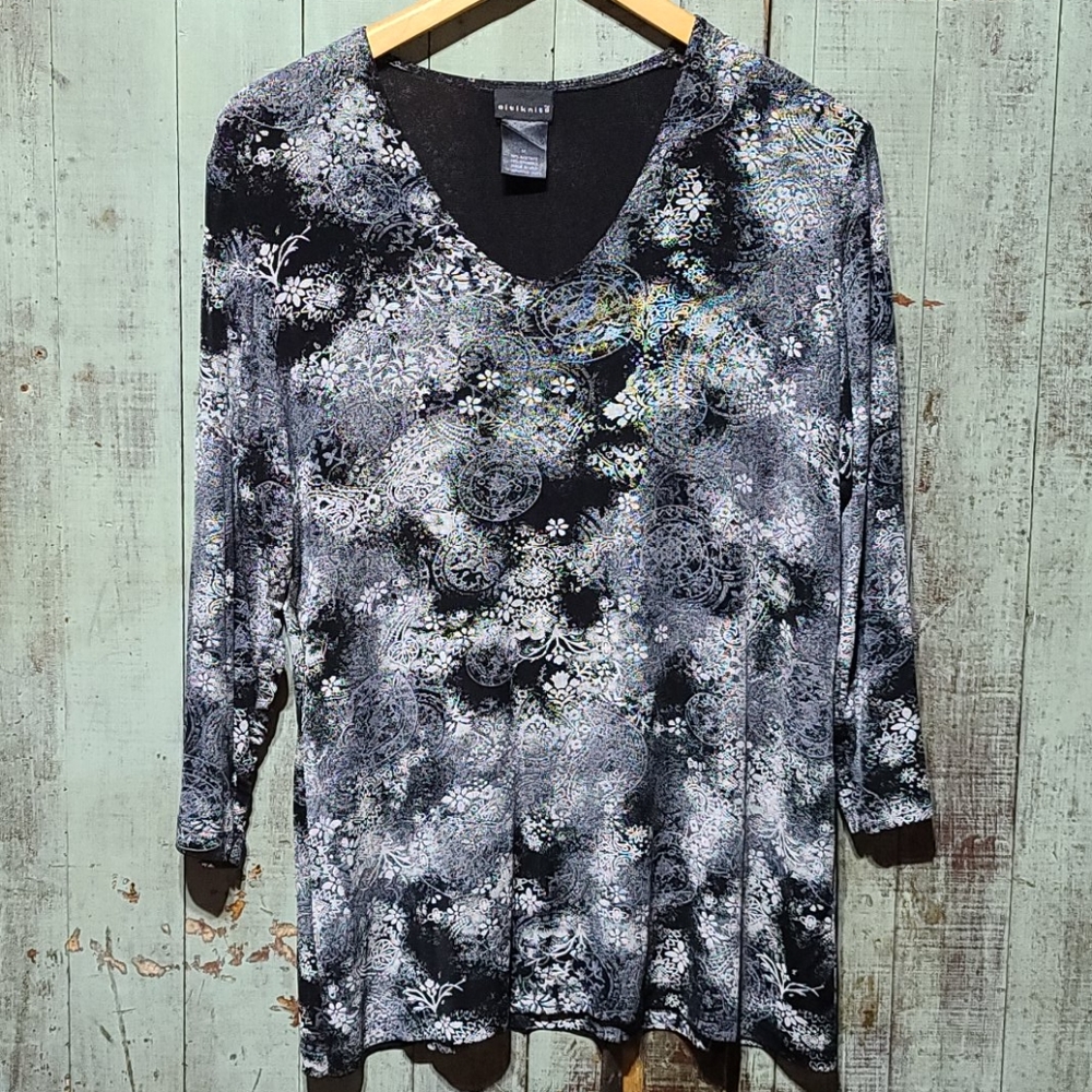 Citiknit black and white print top
